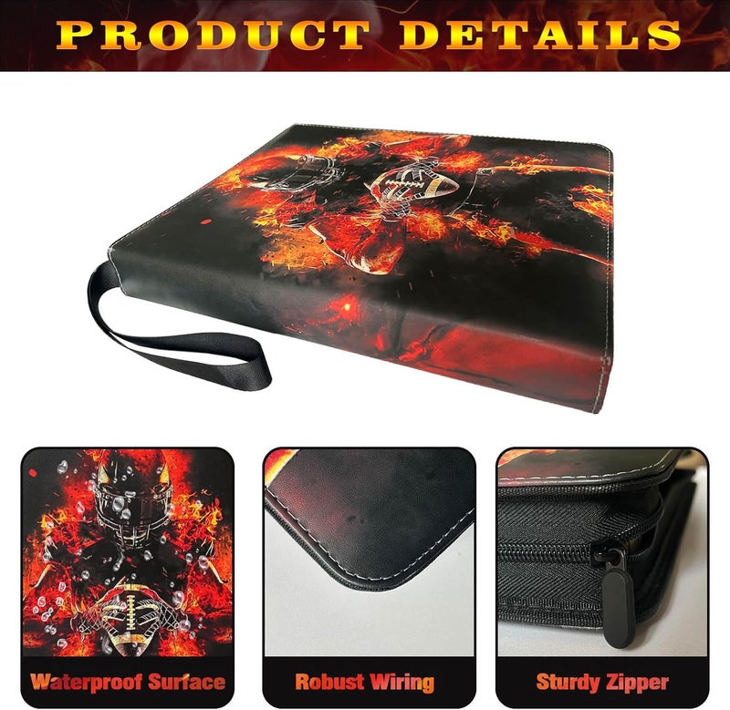 Anvoago Football Card Binder with Sleeves,900 Pockets Football Card Holder Protectors Albums, Card Storage Organizer Case Compatible with Trading Card and Other Sports Cards - Image 3